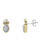 Boucles d'oreilles en Argent, Laiton & Pierre de Lune blanche