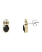 Boucles d'oreilles en Argent, Laiton & Onyx noir