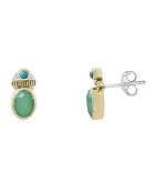 Boucles d'oreilles en Argent, Laiton & Calcédoine Chrysoprase verte