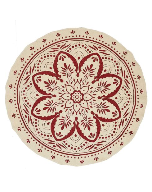 Tapis rond Mandala rouge/beige - D.120 cm