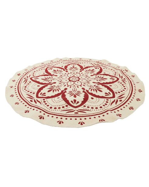 Tapis rond Mandala rouge/beige - D.120 cm