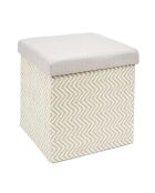 Coffre pouf pliable tressé gris/marron - 38x38x38 cm