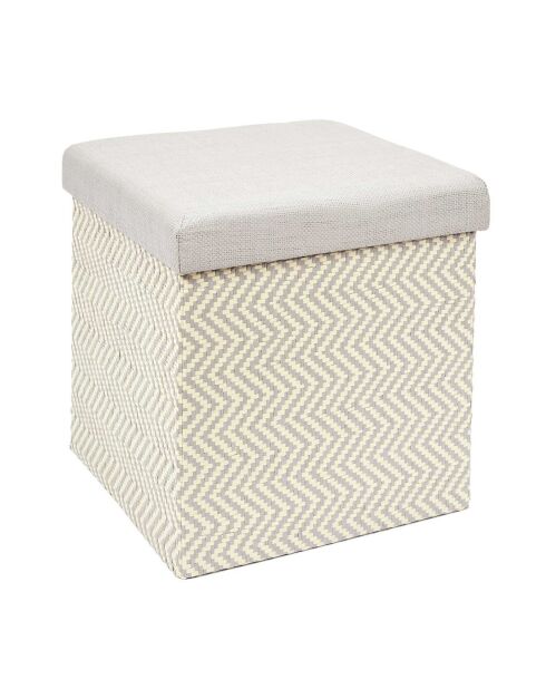 Coffre pouf pliable tressé gris/marron - 38x38x38 cm