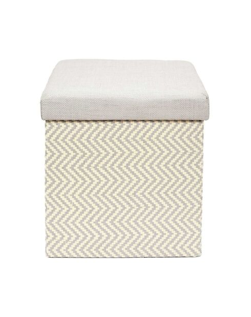 Coffre pouf pliable tressé gris/marron - 38x38x38 cm