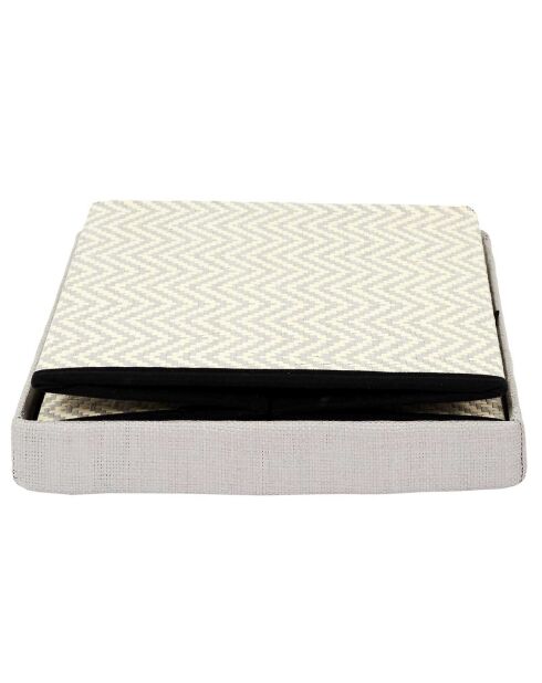 Coffre pouf pliable tressé gris/marron - 38x38x38 cm