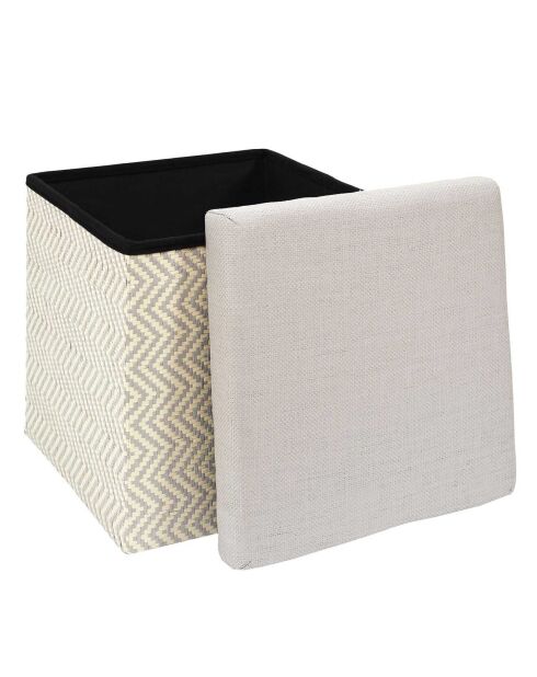 Coffre pouf pliable tressé gris/marron - 38x38x38 cm