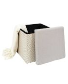 Coffre pouf pliable tressé gris/marron - 38x38x38 cm