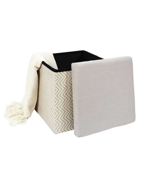 Coffre pouf pliable tressé gris/marron - 38x38x38 cm
