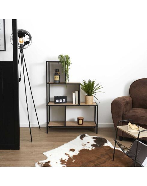 Etagère escalier Edison marron/noir - 80x112.4x30 cm
