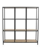 Rangement modulable 9 cases Loka marron/noir - 99x105.5x32 cm