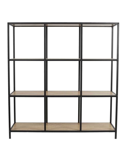 Rangement modulable 9 cases Loka marron/noir - 99x105.5x32 cm
