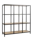 Rangement modulable 9 cases Loka marron/noir - 99x105.5x32 cm