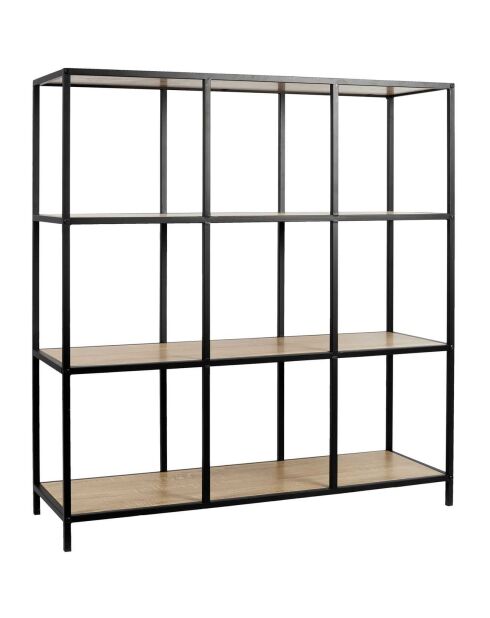 Rangement modulable 9 cases Loka marron/noir - 99x105.5x32 cm