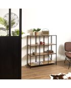 Rangement modulable 9 cases Loka marron/noir - 99x105.5x32 cm