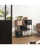 Rangement modulable 9 cases Loka marron/noir - 99x105.5x32 cm