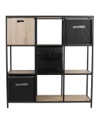 Rangement modulable 9 cases Loka marron/noir - 99x105.5x32 cm