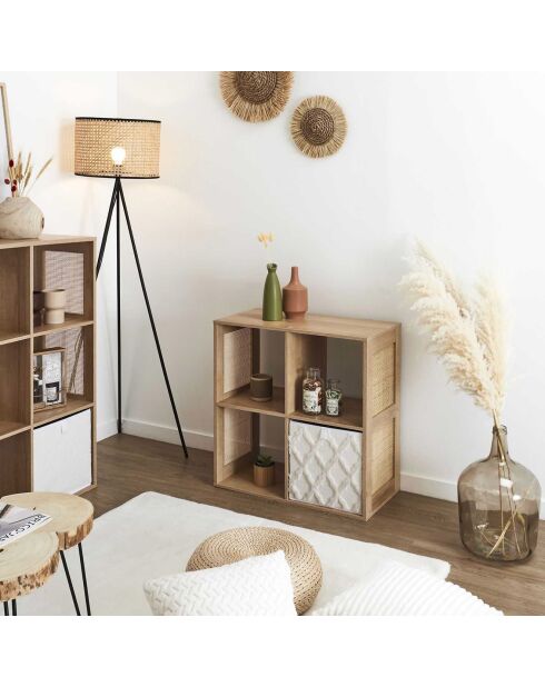 Rangement modulable 4 cases Bali marron - 66x66x32 cm
