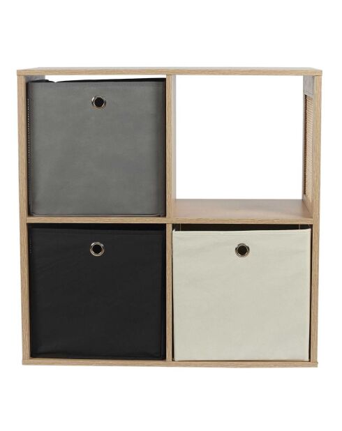 Rangement modulable 4 cases Bali marron - 66x66x32 cm