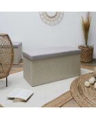 Coffre banc pliable tressé gris/marron - 76x38x38 cm