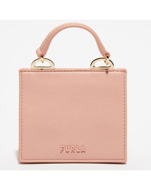Micro Sac à main en Cuir & Velours de Cuir Ligne Future rose 11.0x9.5x7.5 cm