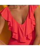 Maillot de bain 1 Pièce à volants rouge