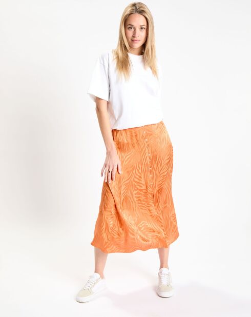 Jupe satinée Lucile léopard orange