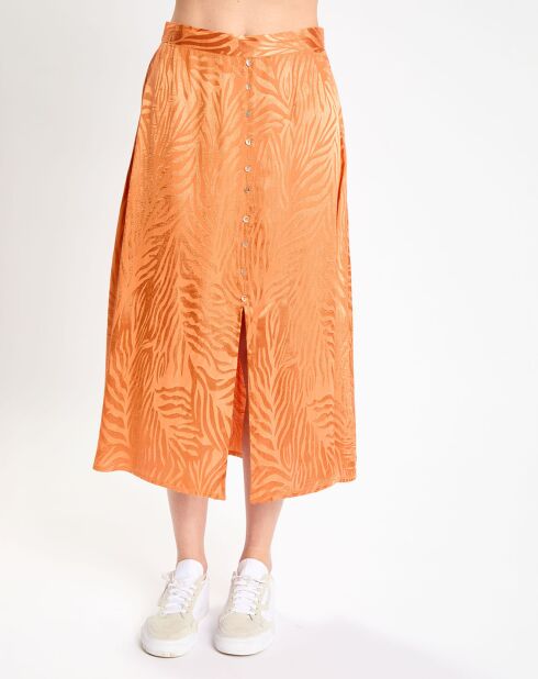 Jupe satinée Lucile léopard orange