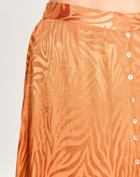 Jupe satinée Lucile léopard orange