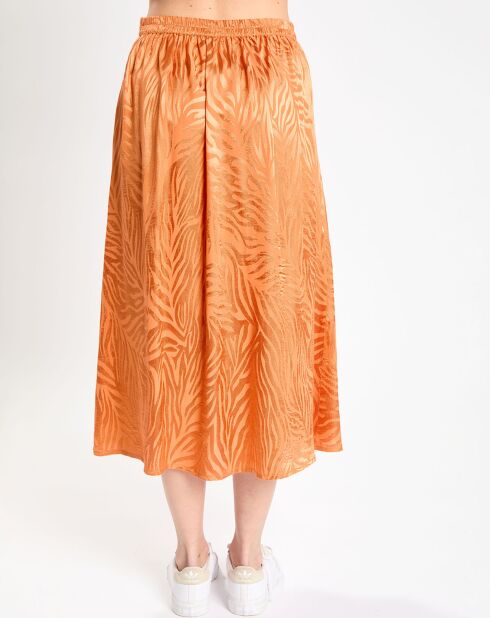 Jupe satinée Lucile léopard orange