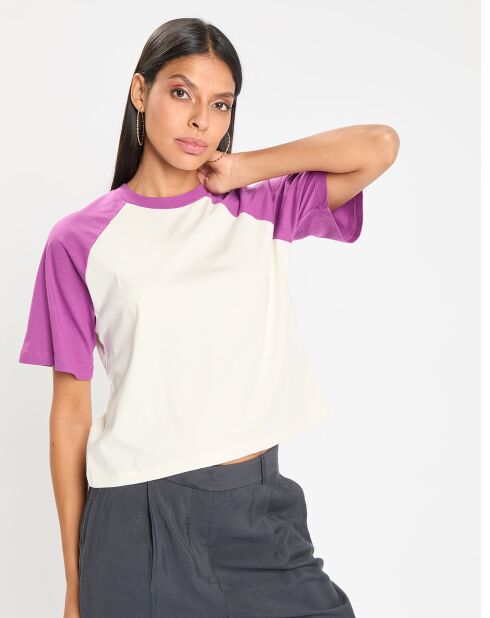 T-Shirt Damelia écru/violet