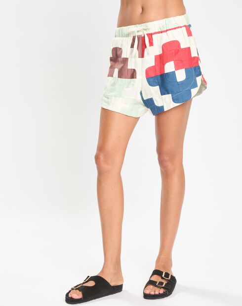 Mehrfarbige Patchwork-Cari-Shorts