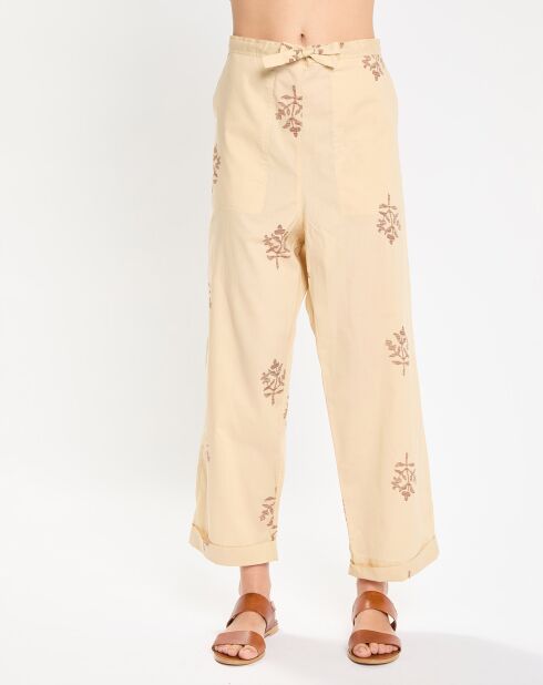Beige broek met print van Titouan