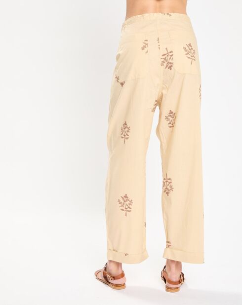 Beige broek met print van Titouan