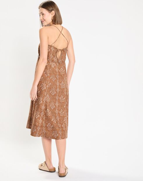 Robe 100% Lin Théorie imprimée marron