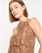 Robe 100% Lin Théorie imprimée marron