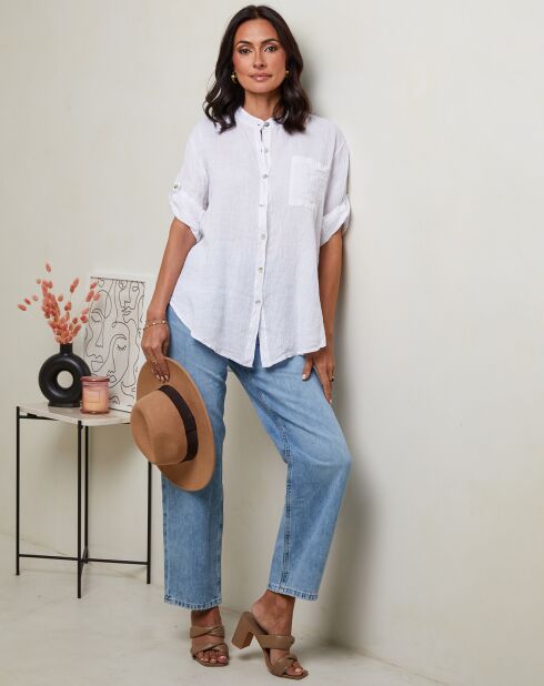 Vicky wit overhemd van 100% linnen