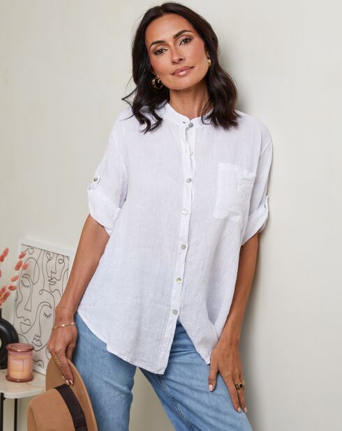 Chemise 100% Lin Vicky blanche