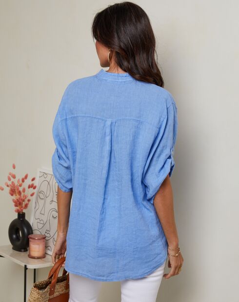 Chemise 100% Lin Vicky indigo