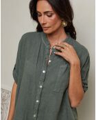 Chemise 100% Lin Vicky kaki