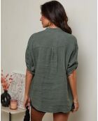 Chemise 100% Lin Vicky kaki
