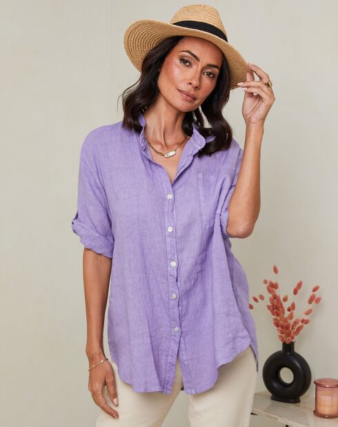 Camicia Vicky 100% lino lilla