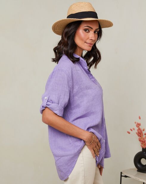 Camicia Vicky 100% lino lilla