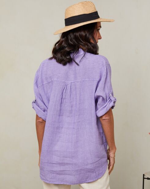Chemise 100% Lin Vicky lilas