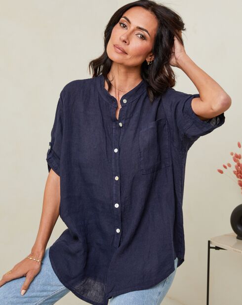Chemise 100% Lin Vicky marine