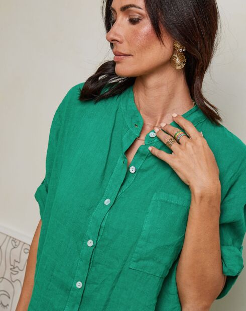 100% linnen Vicky groen shirt