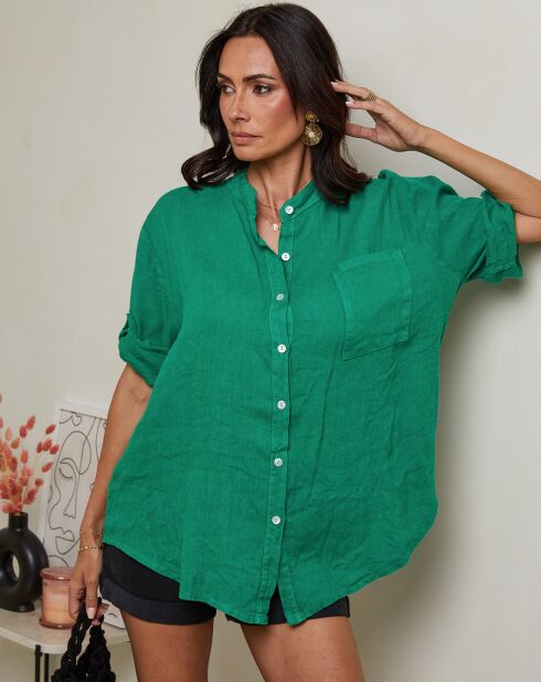 100% linnen Vicky groen shirt