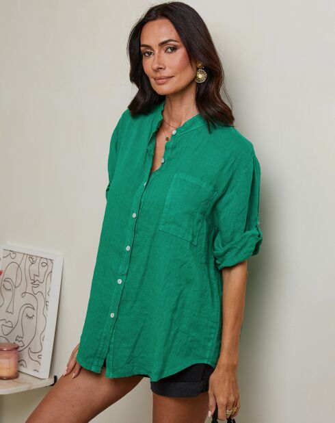 100% linnen Vicky groen shirt