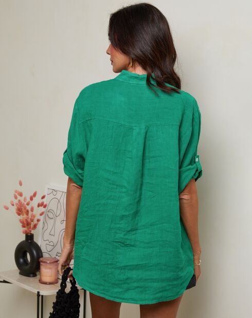 100% linnen Vicky groen shirt