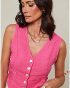 Gilet 100% Lin Lorie fushia