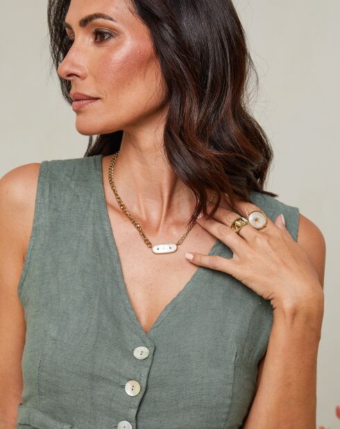 Lorie khakifarbener Cardigan aus 100% Leinen